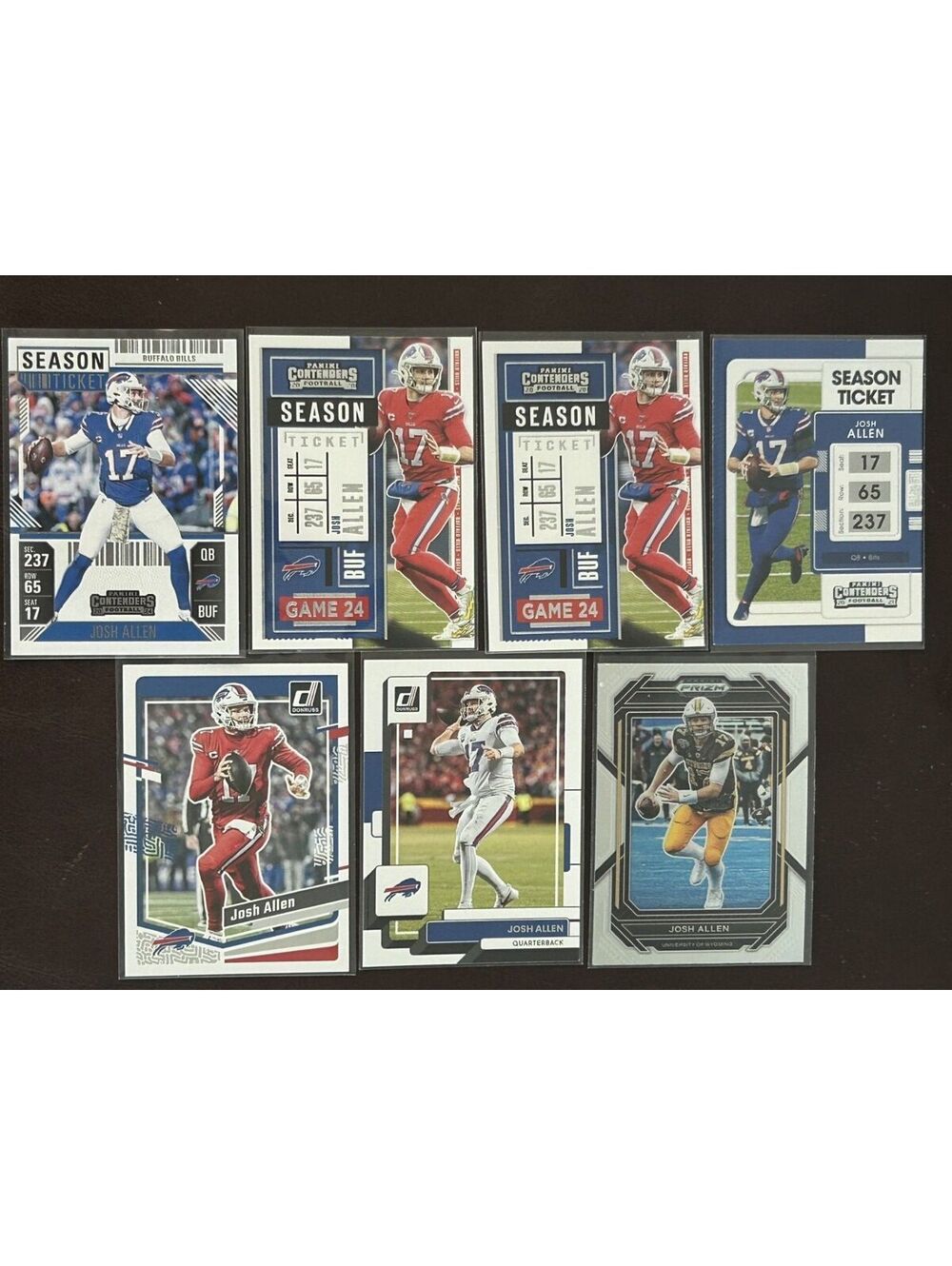 NFL ALL PRO QB JOSH ALLEN COLLECTION PANINI CONTENDERS/PRIZM/DONRUSS 7 CARD LOT - Picture 1 of 2